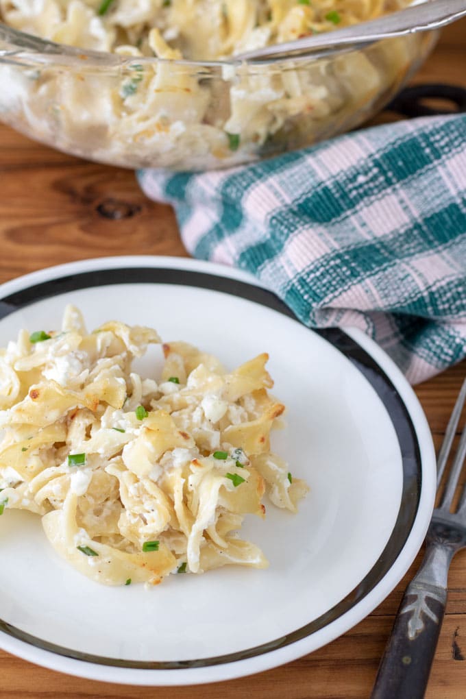 spoon scooping casserole maried blanche from casserole