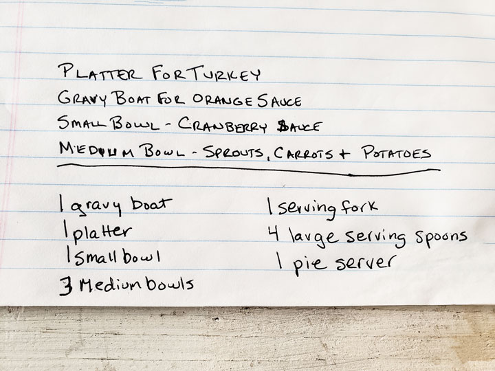 list of serving dishes and utensils you will need
