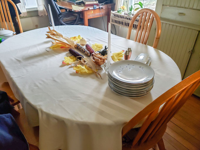  Table set with all serving dishes