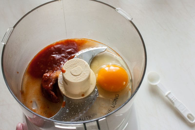 aioli ingredients added to food processor