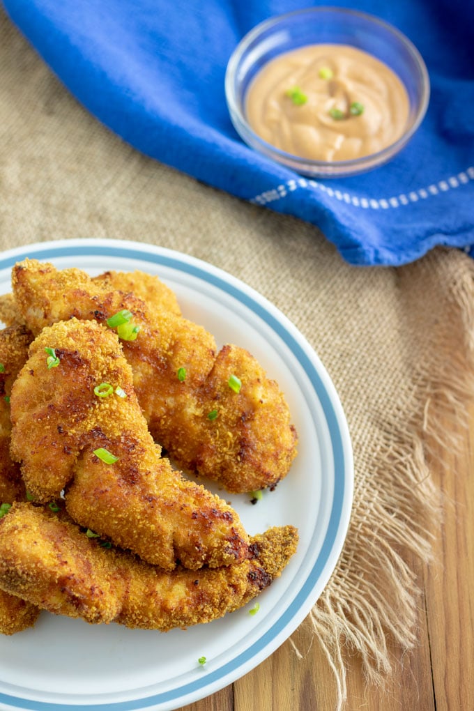 air fried chicken tenders on plate