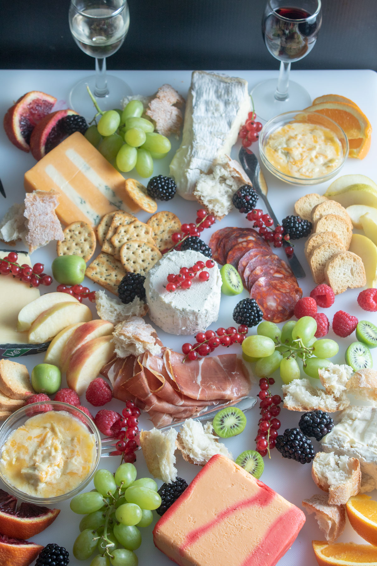 Colorful board with wine.