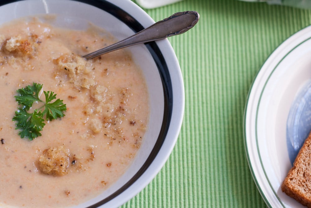 Soup on antique barnwood board