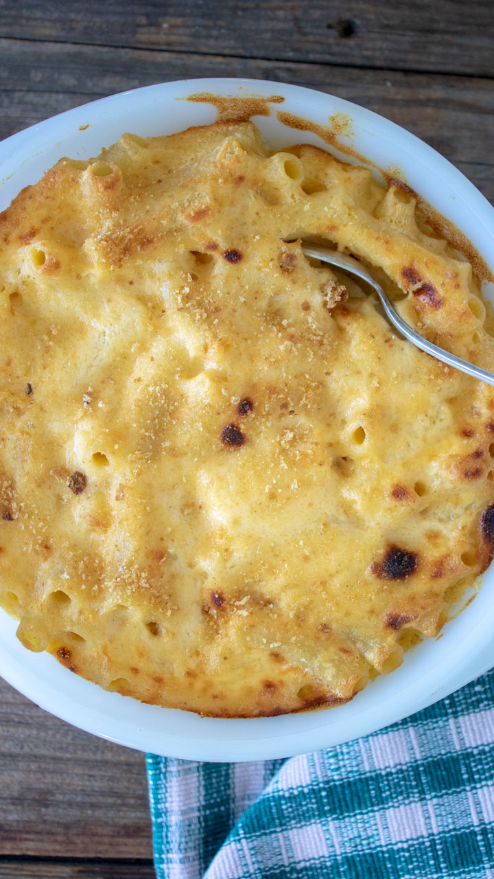 Whole casserole of mac n cheese.