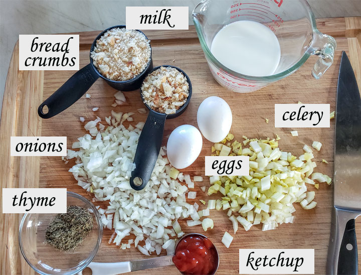 Ingredients on wooden board.