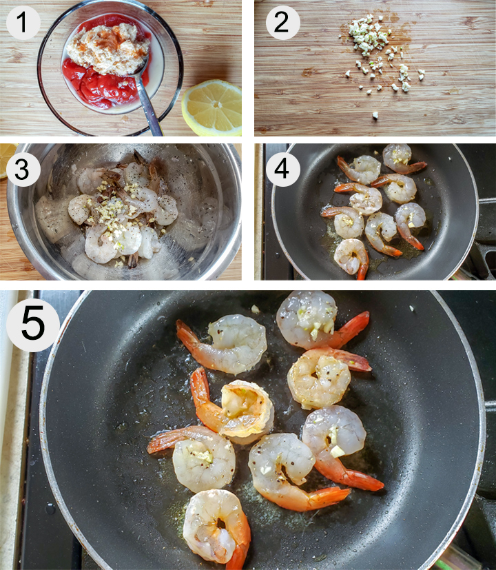 Photo of ingredients on board. Ingredients added to bowl and mixed.