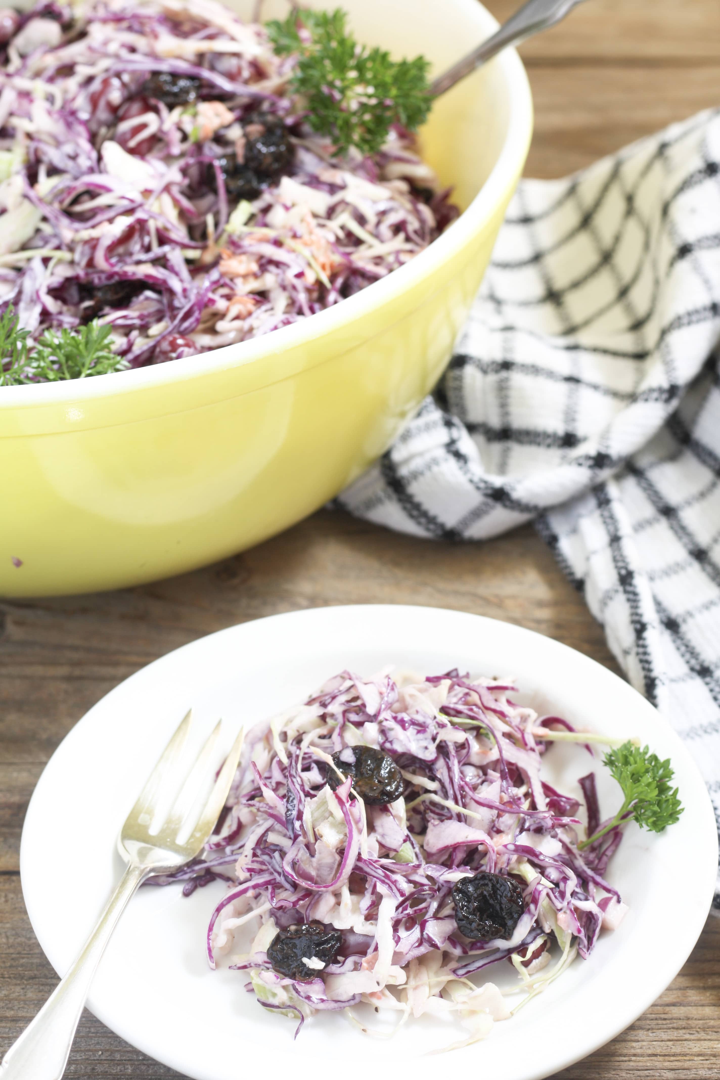 white and red cabbage cole slaw for july 4th recipe