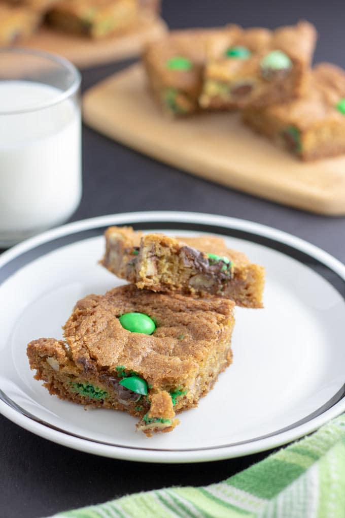 2 cookie bars on white plate