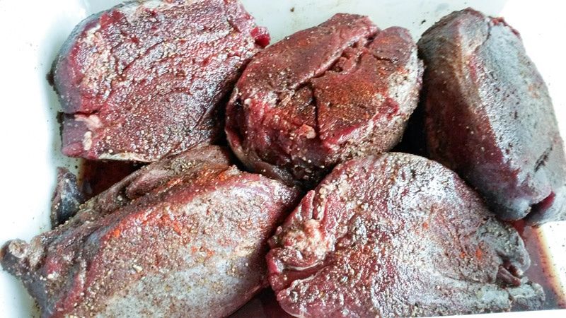 Corned Venison after 5 days of corning