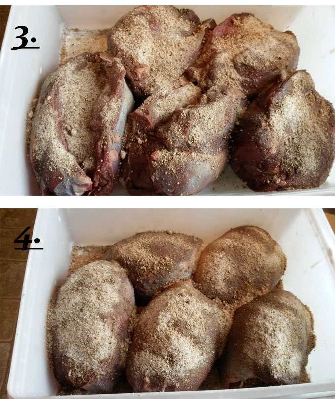 Dry rub applied to all of the venison roasts.