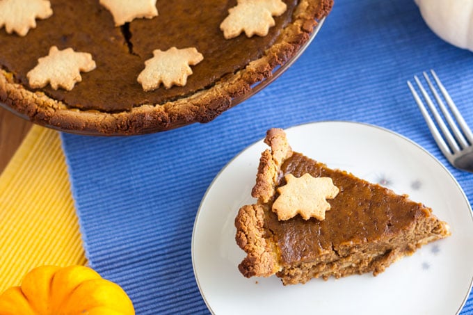 overhead slice pumpkin pie
