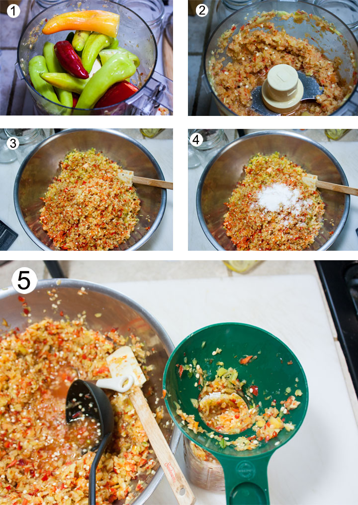 Step by step photos of the process for fermenting peppers. See details in recipe below.