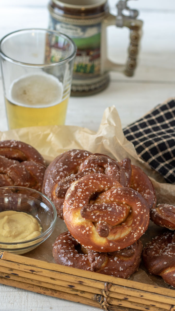 German pretzels with beer.