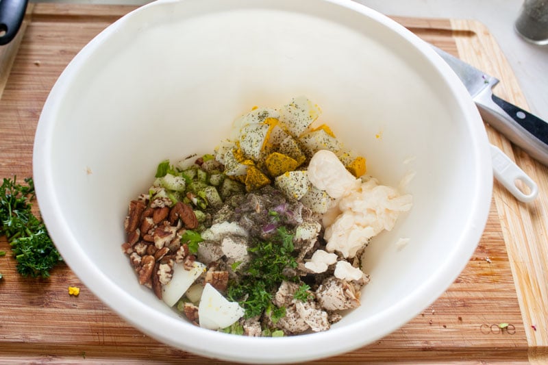 all ingredients added to mixing bowl