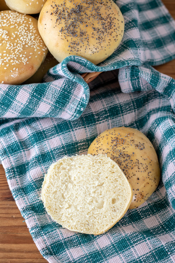 poppy seed bun split in half
