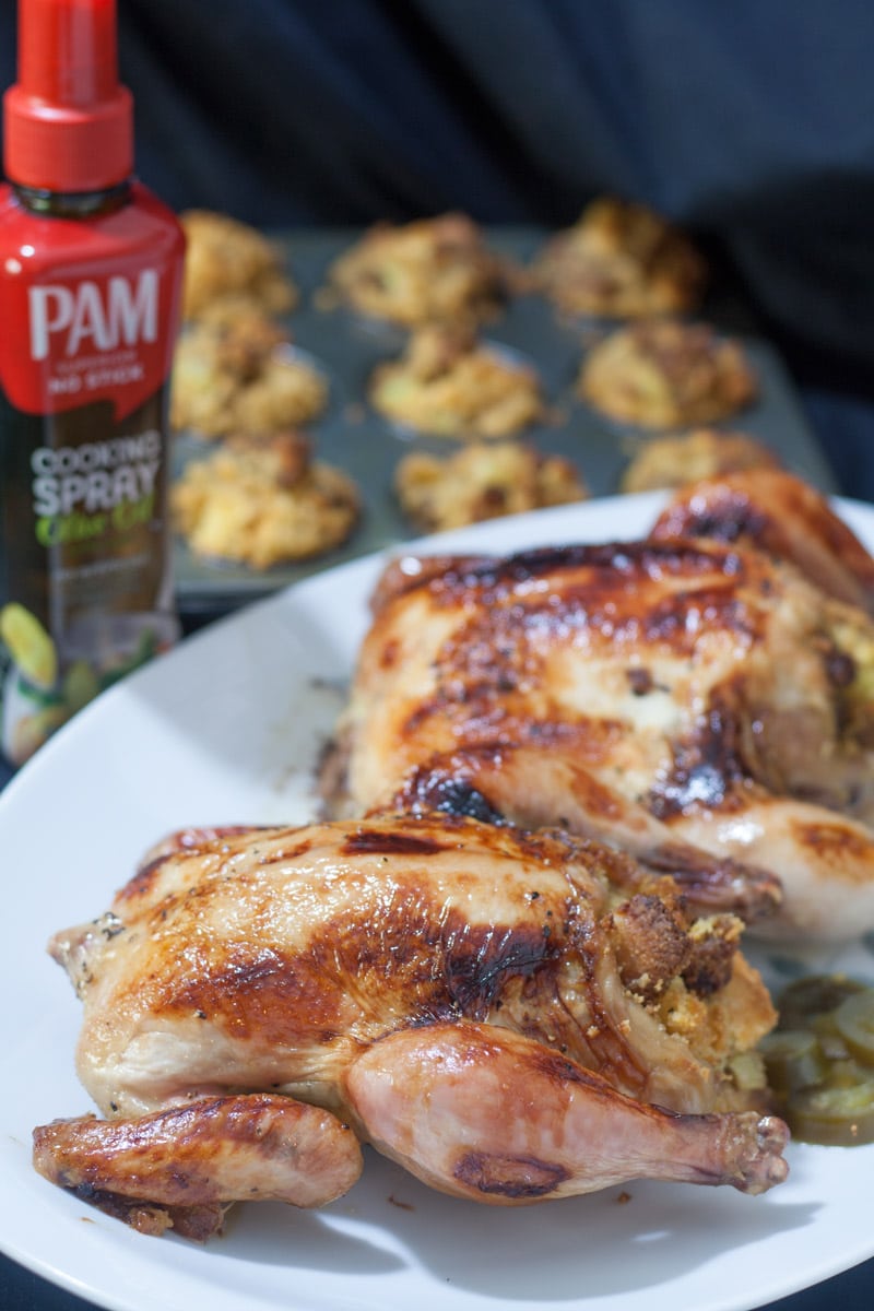2 Cornish Hens on platter