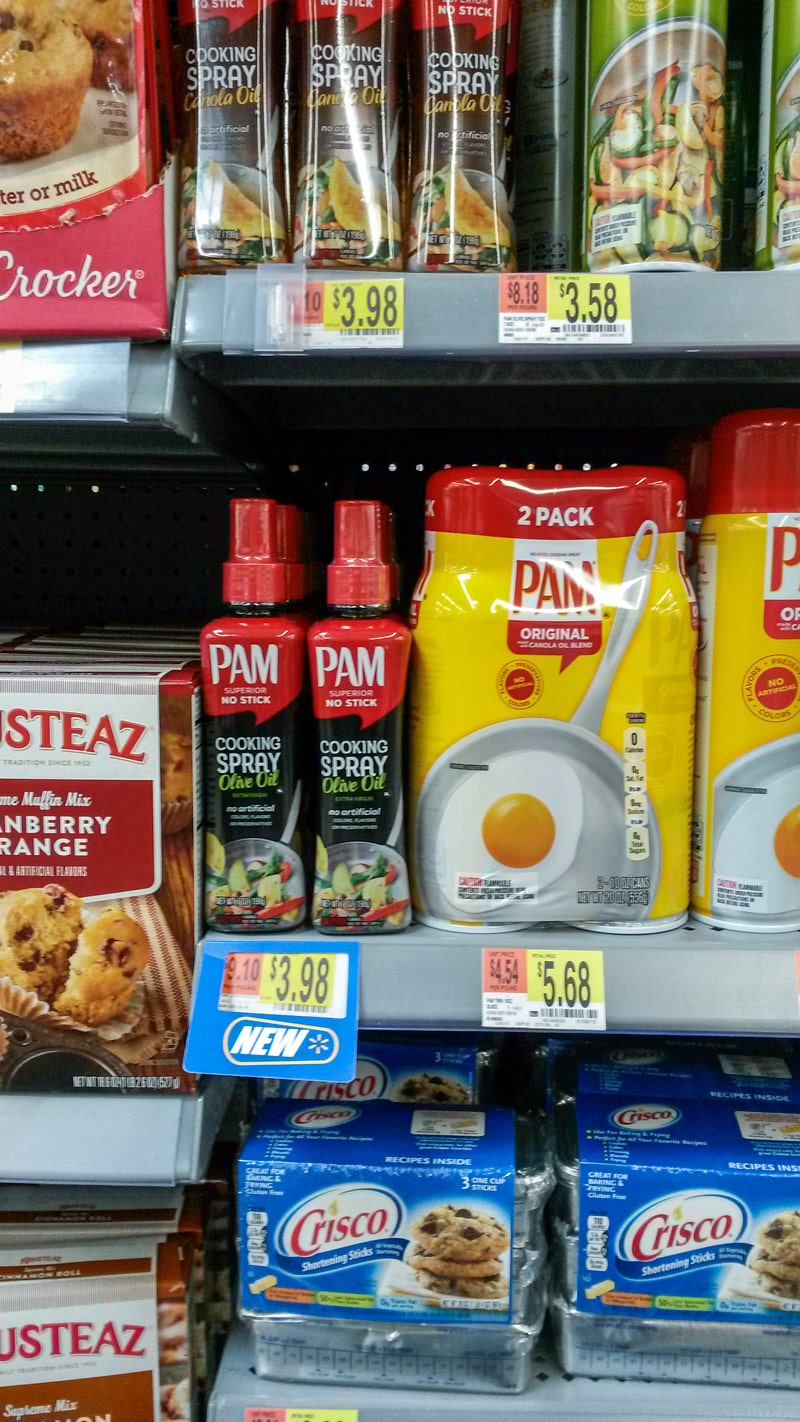 PAM Cooking Spray on shelf in Walmart