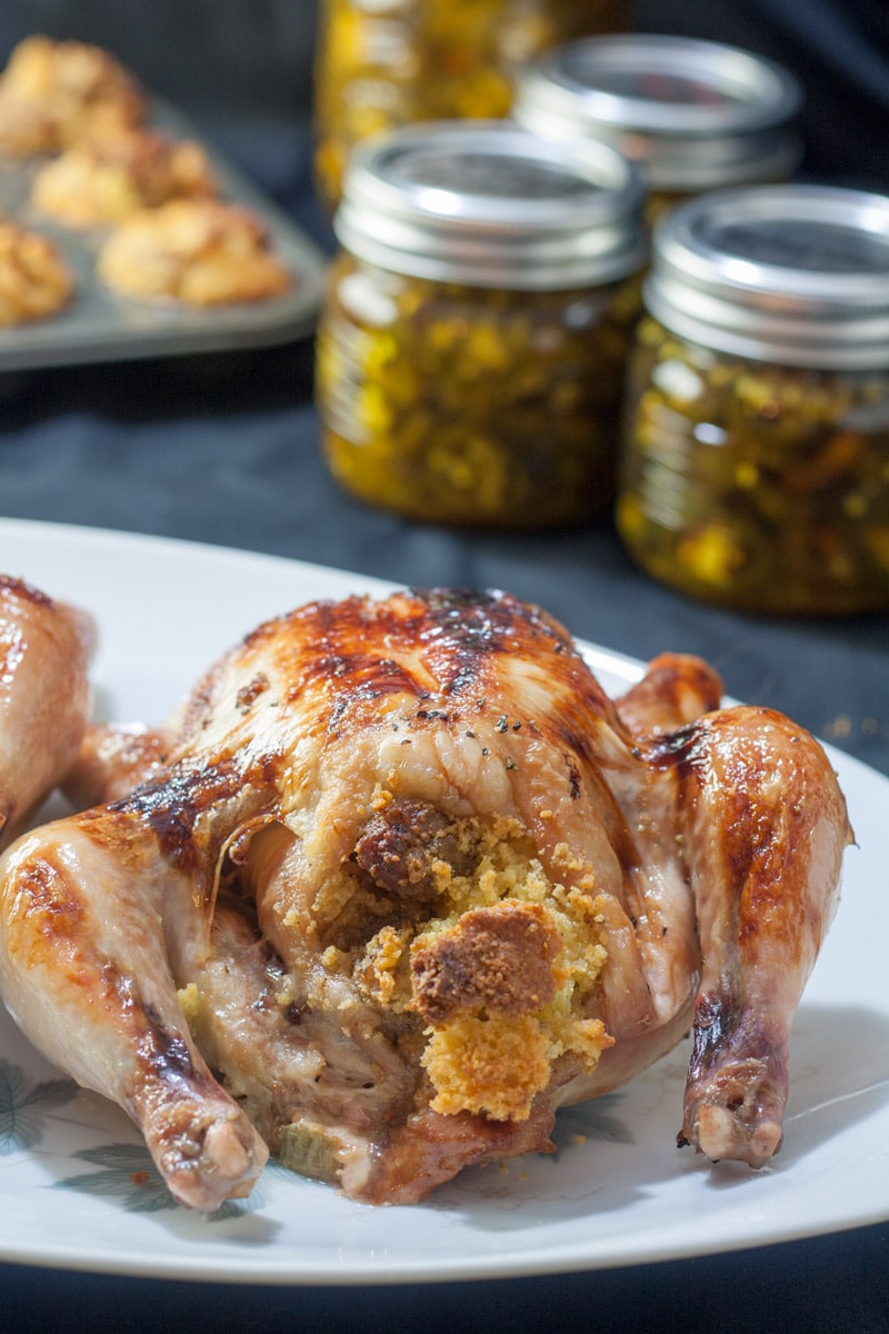 Close up of stuffed Game Hen