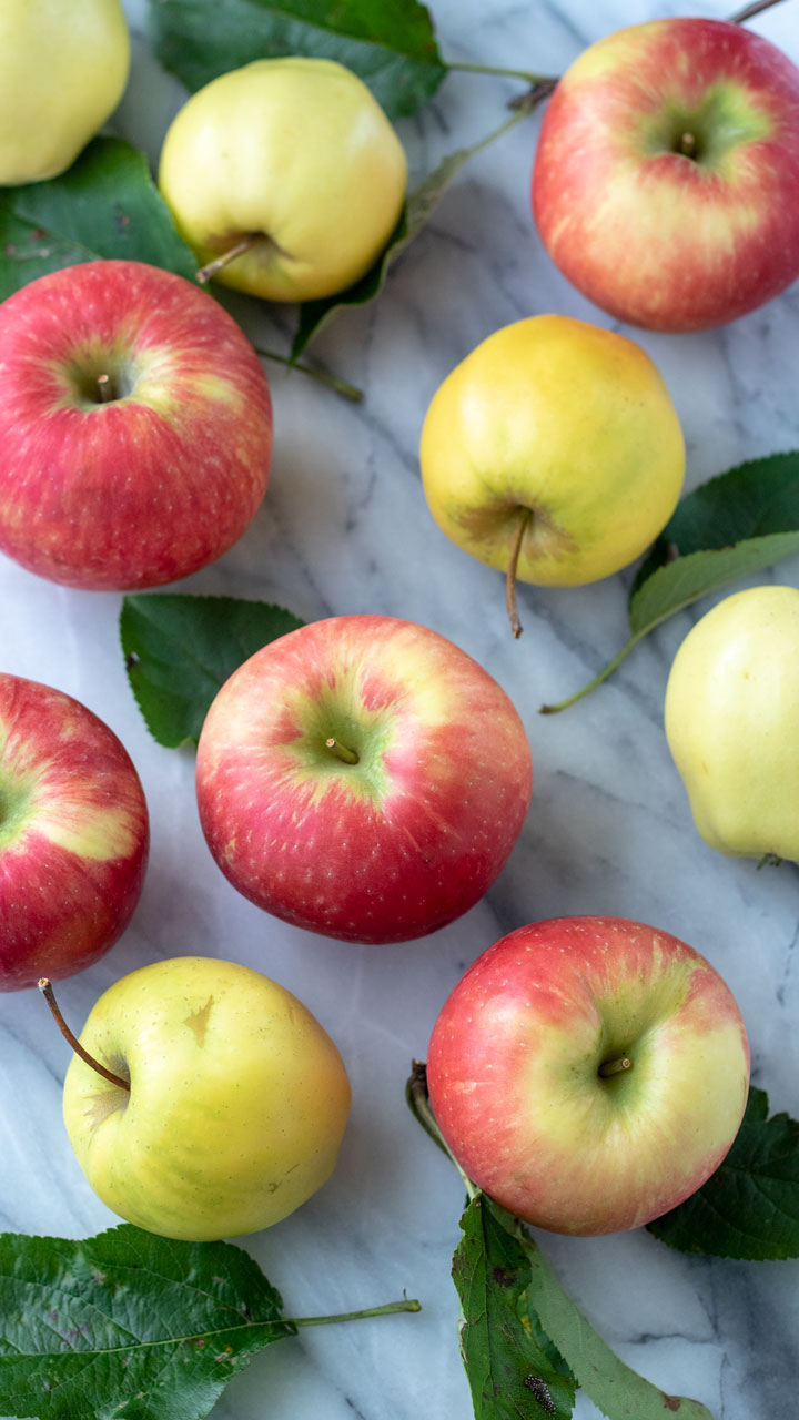 Apples on marble