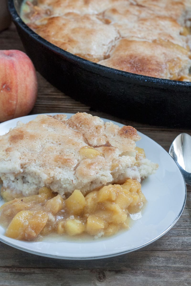 Serving of  Cobbler on white plate.