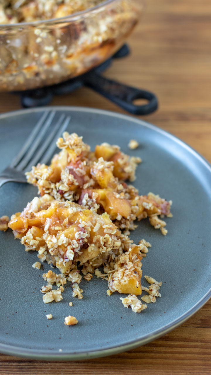 Crispy oat topping on this crisp.