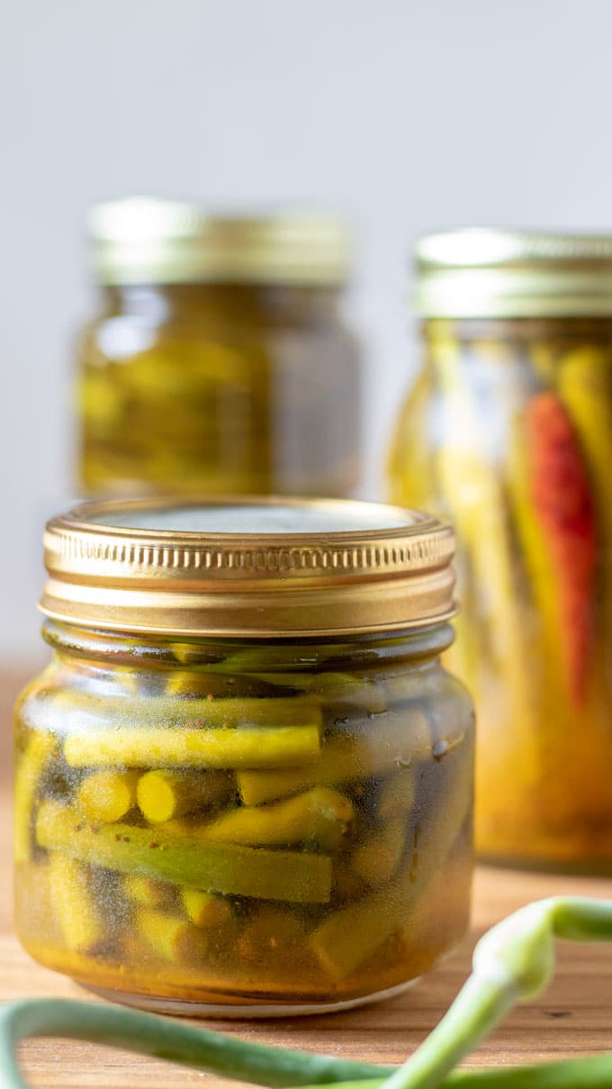 water bath canned pickled garlic scapes