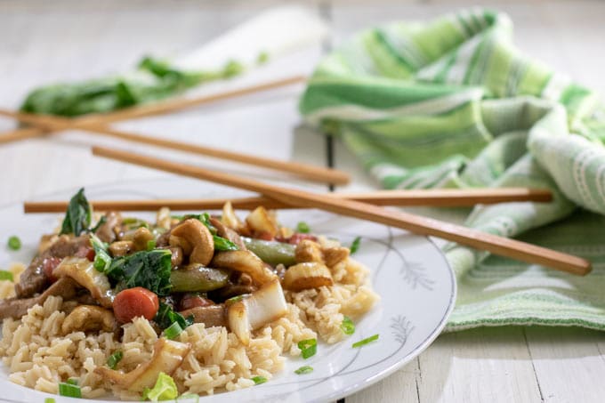 Pork stir fry.