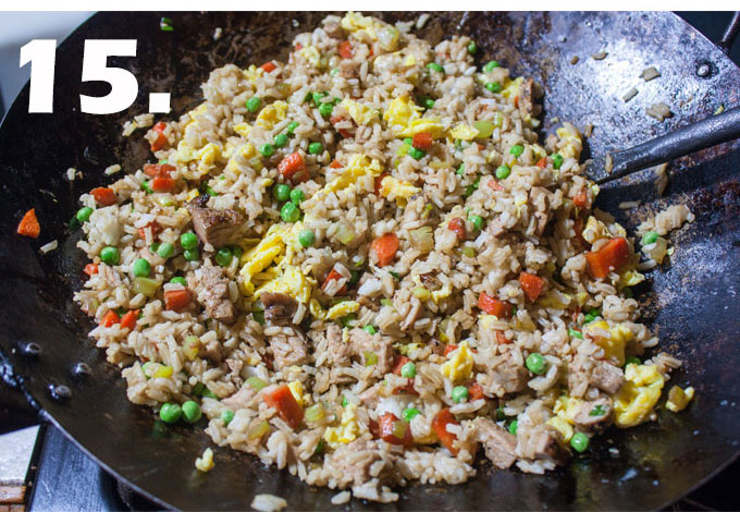  Finished pork fried rice.
