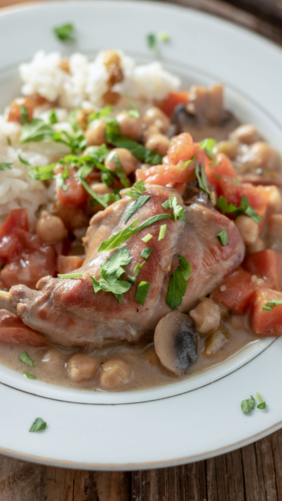 Parsley topped Rabbit Coconut Curry