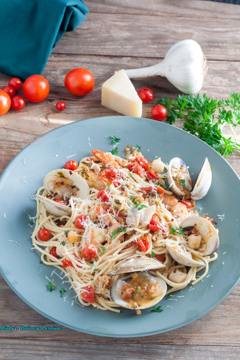 Close up Seafood fra Diavolo.