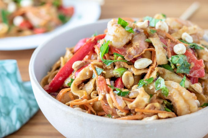 stir fry in large bowl close up