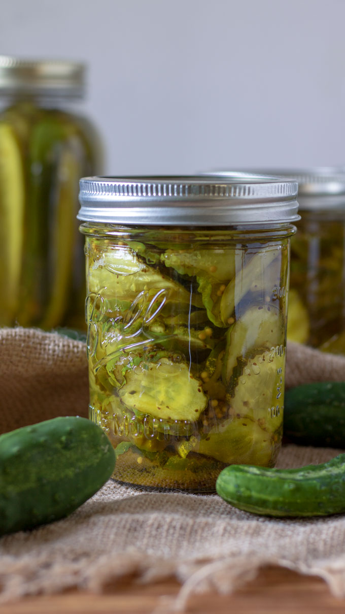 sliced sweet pickles.