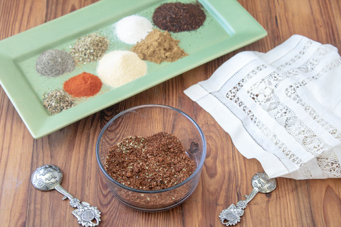 colorful spices on plate with decorative teaspoon