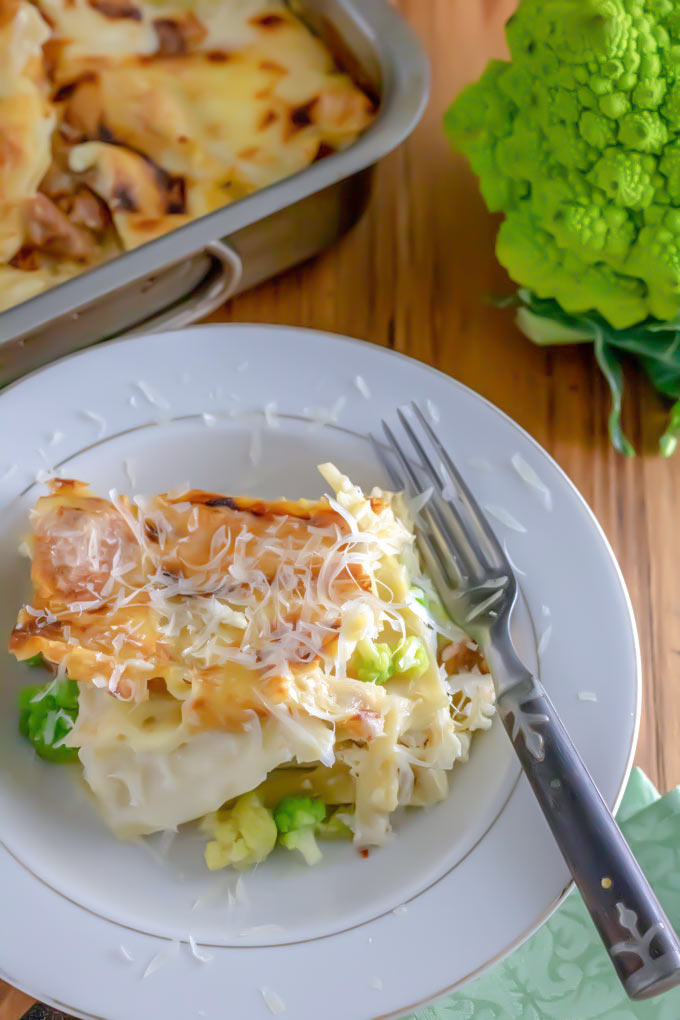 Romanesco with white lasagna