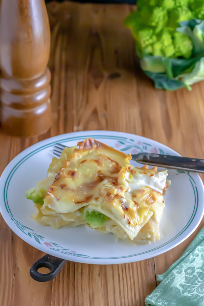 Crispy topped white lasagna