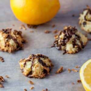 chocolate drizzled ambrosia macaroons