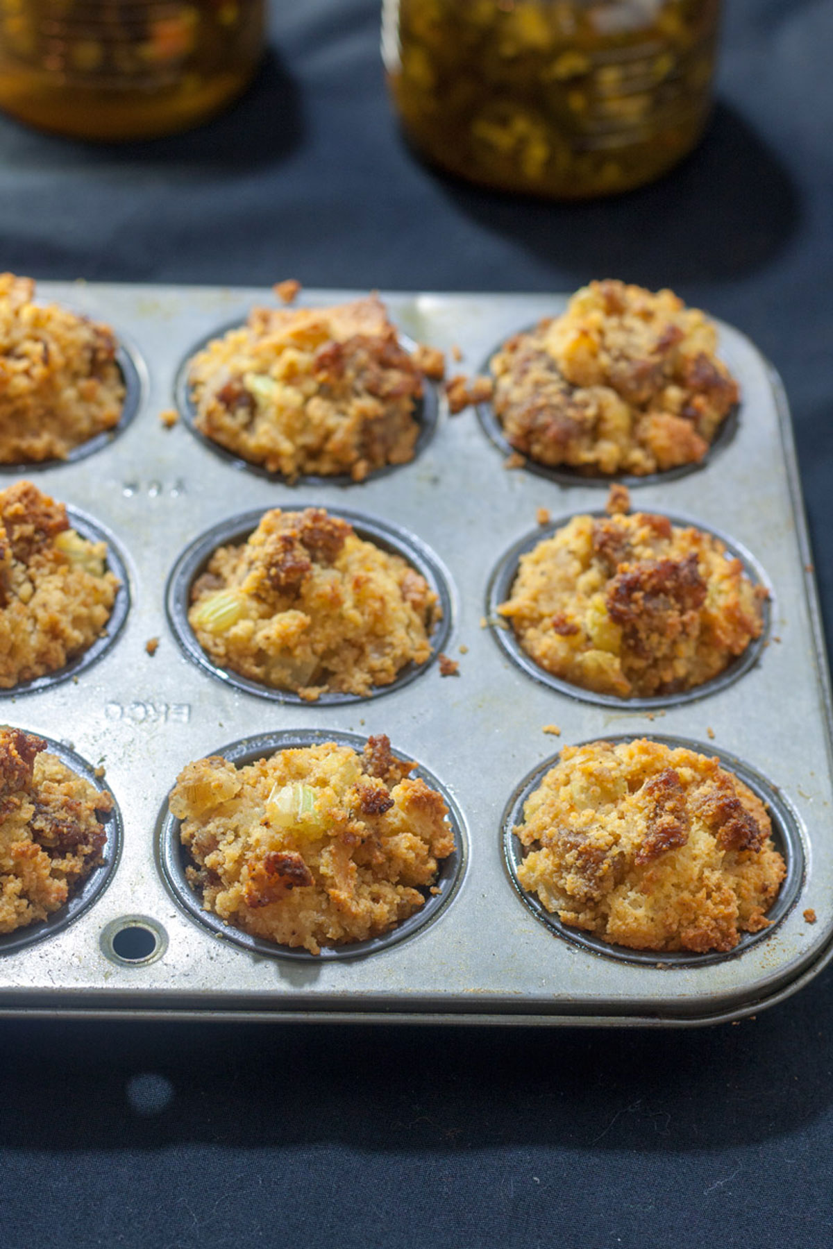 crispy, brown stuffing muffins