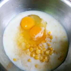 wet ingredients in bowl for mixing