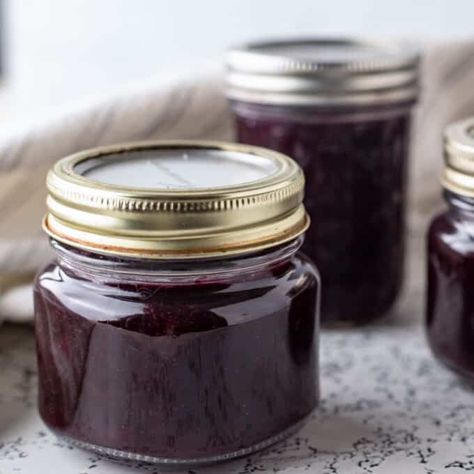 Close of jam jars.