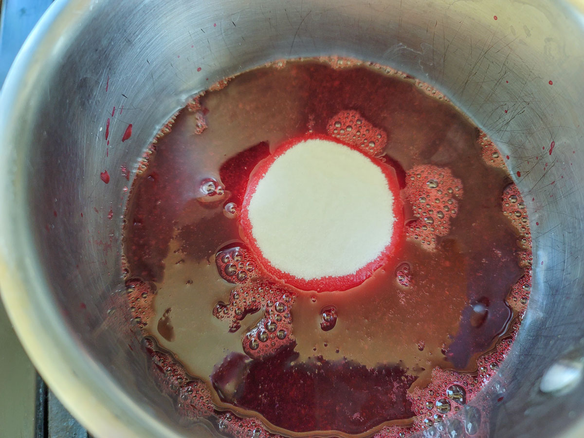 Sugar added to the jam.
