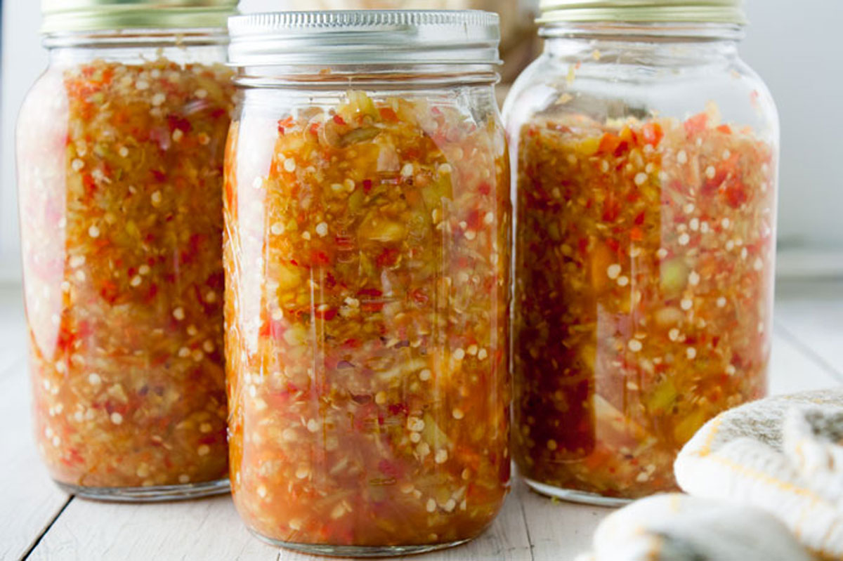 Peppers in jars, prior to fermenting.