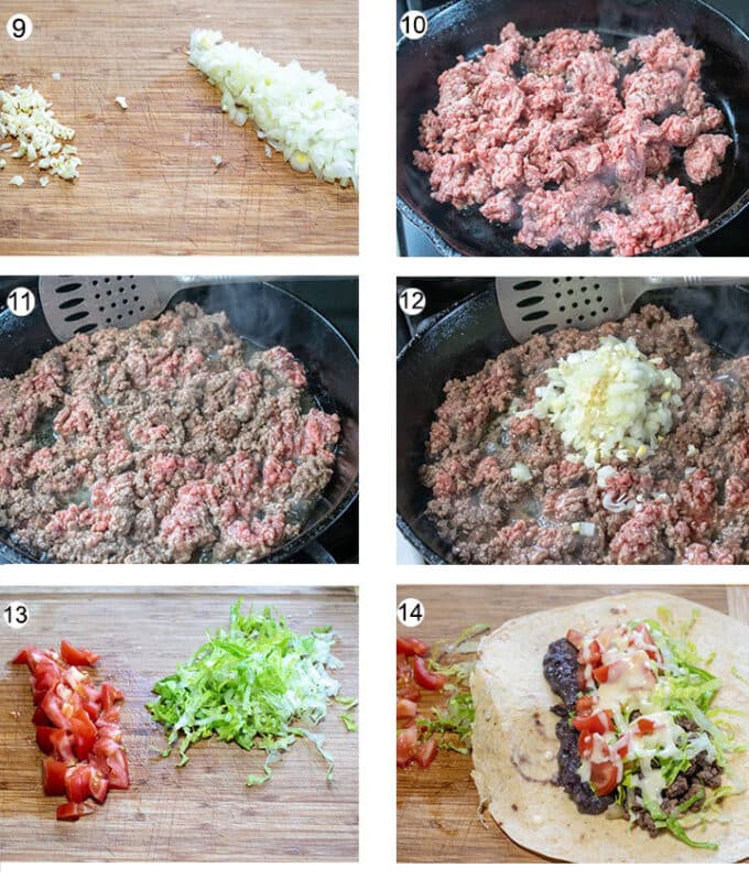Step by step photos for how to build burrito. Details in recipe below.