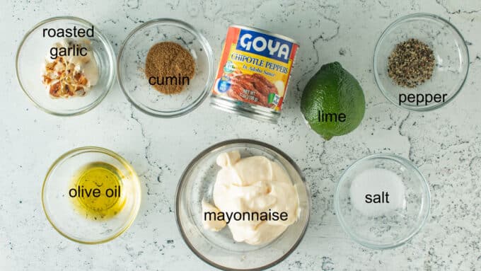 Ingredients for dressing for Southwestern salad. See details in recipe below.