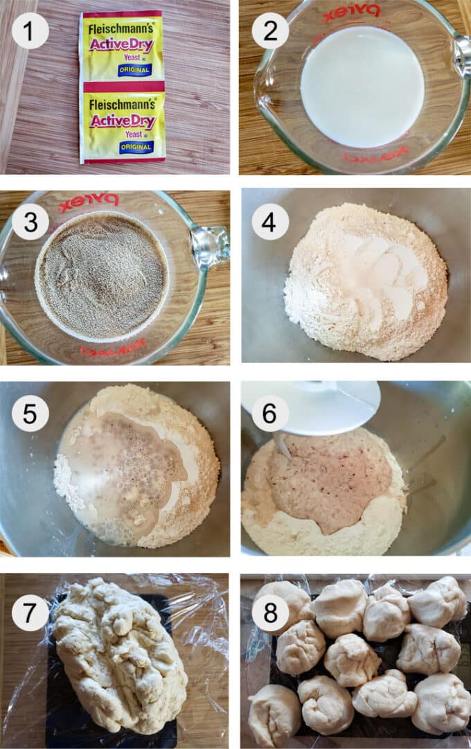 Step by step photographs of the process for making German pretzels. See details in recipe below.