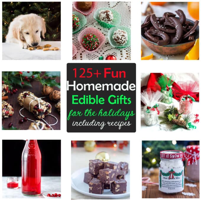 Photo collage of delicious edible gifts.