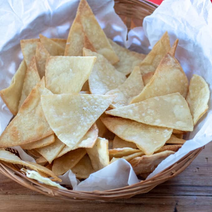 healthy tortilla chips in basket