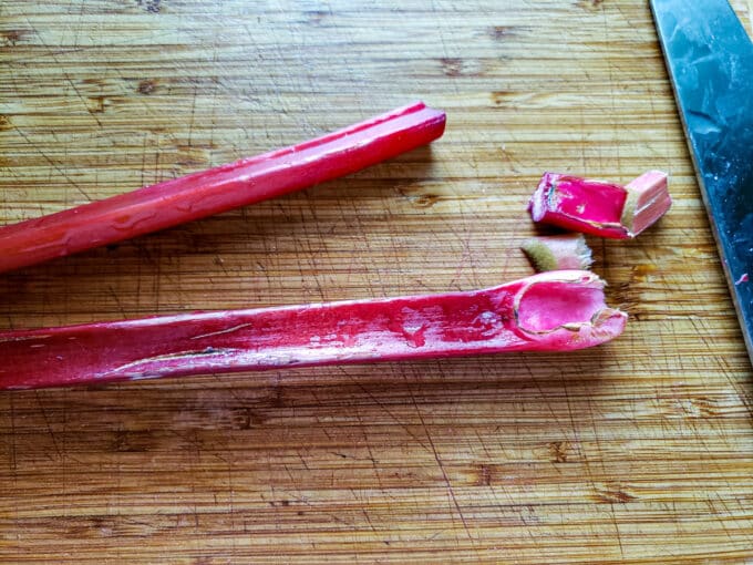 Chopped ends off of rhubarb.