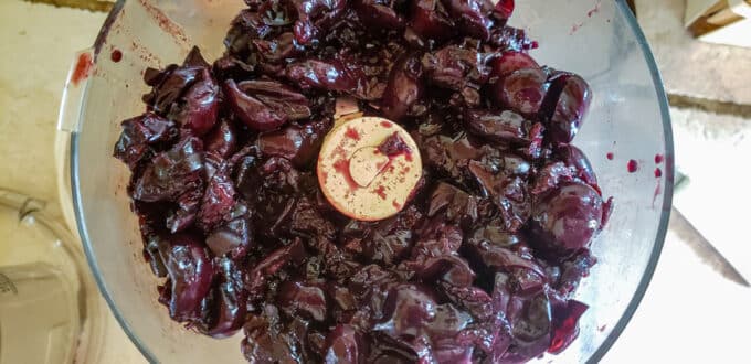 Cherries in food processor.