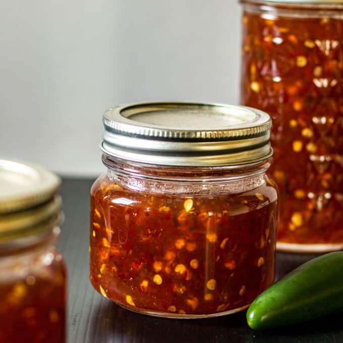 Jar of jalapeno jelly.