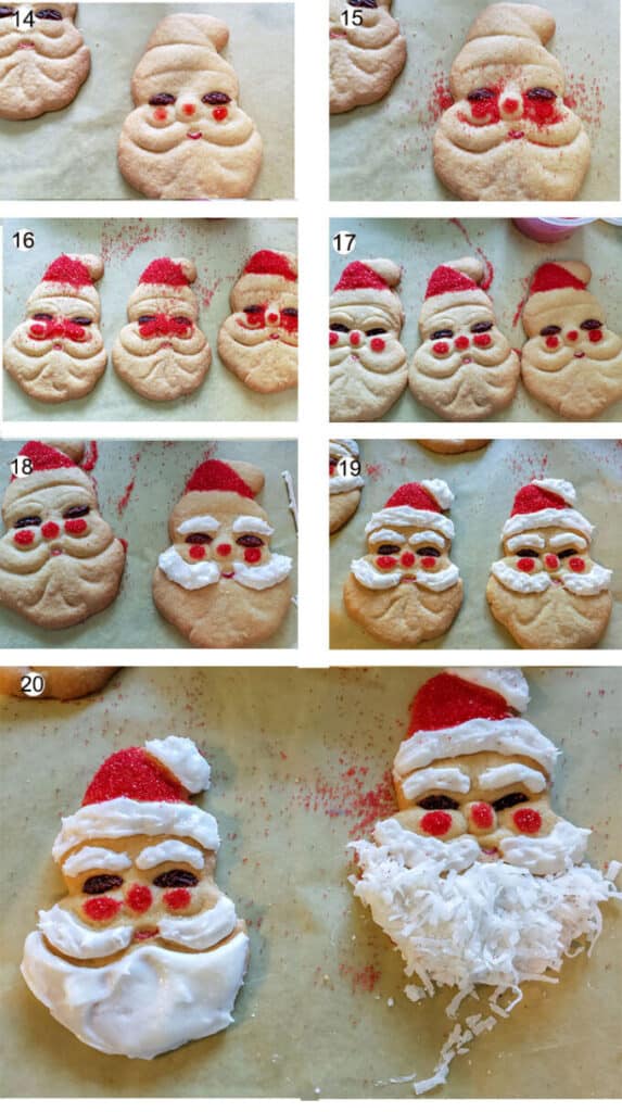 collage of photos explaining how to decorate cookies. Details in recipe below.